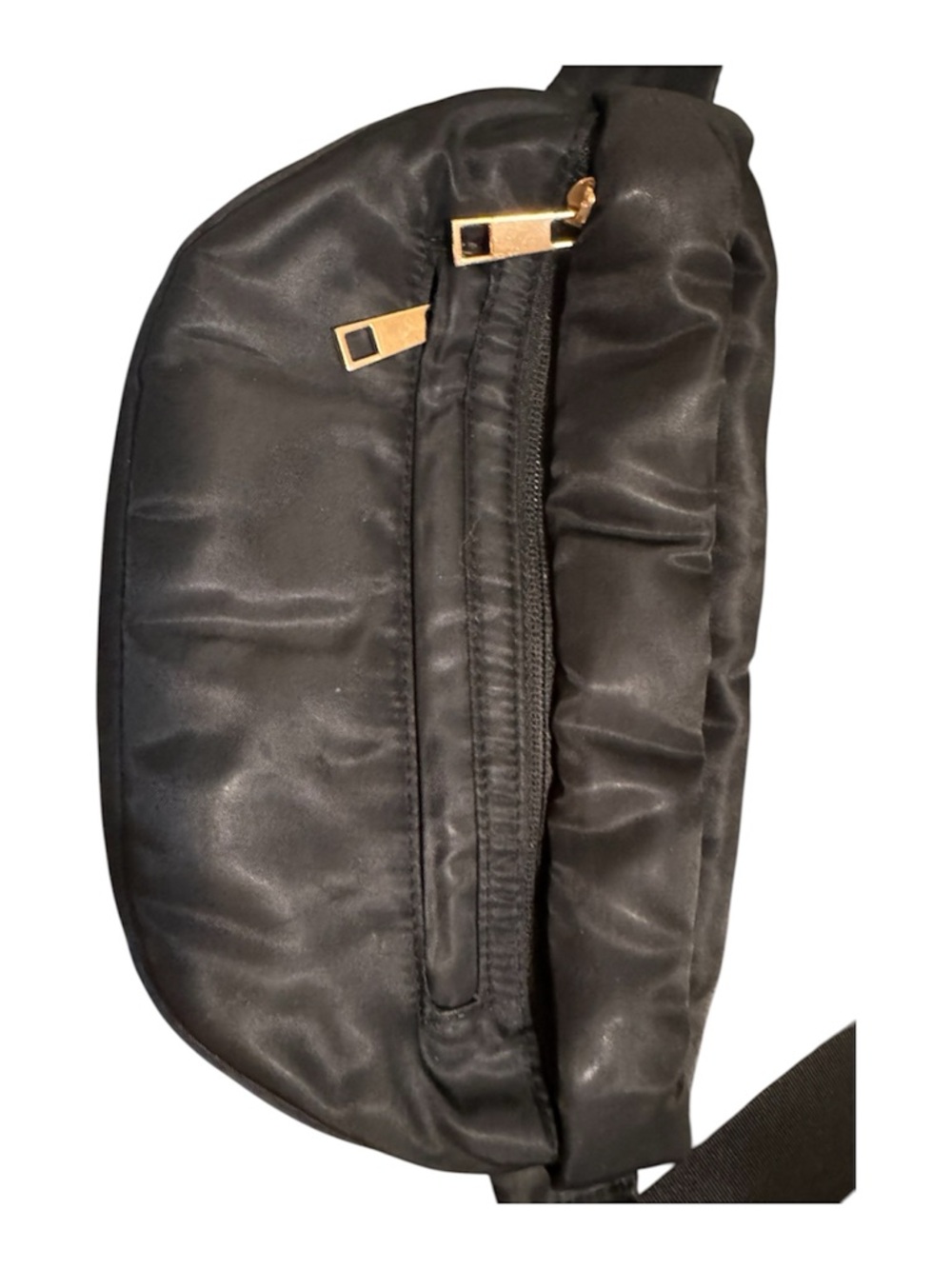 a new day Black Quilted Crossbody Belt Bag with Gold Hardware